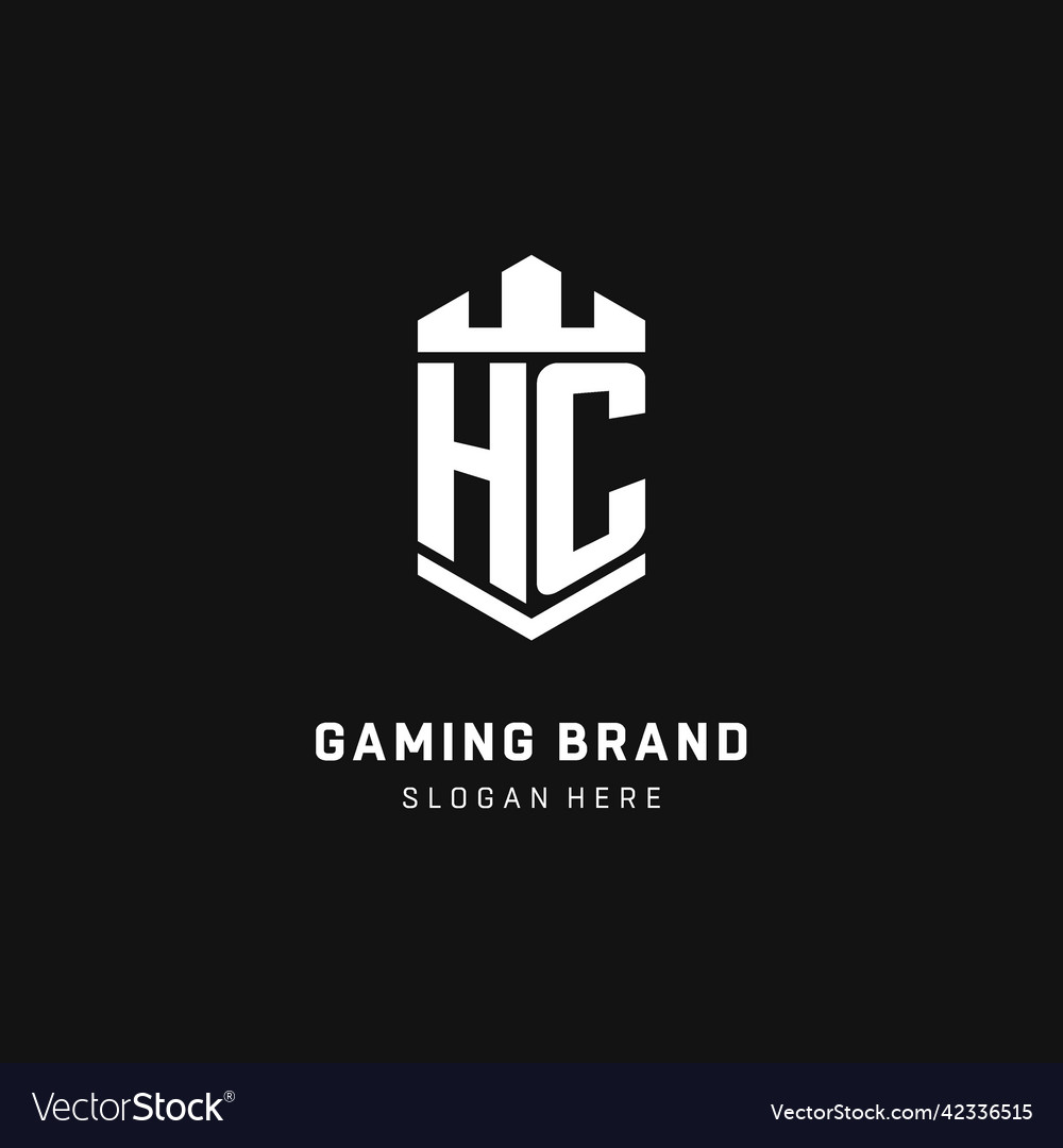 Hc monogram logo initial with crown and shield