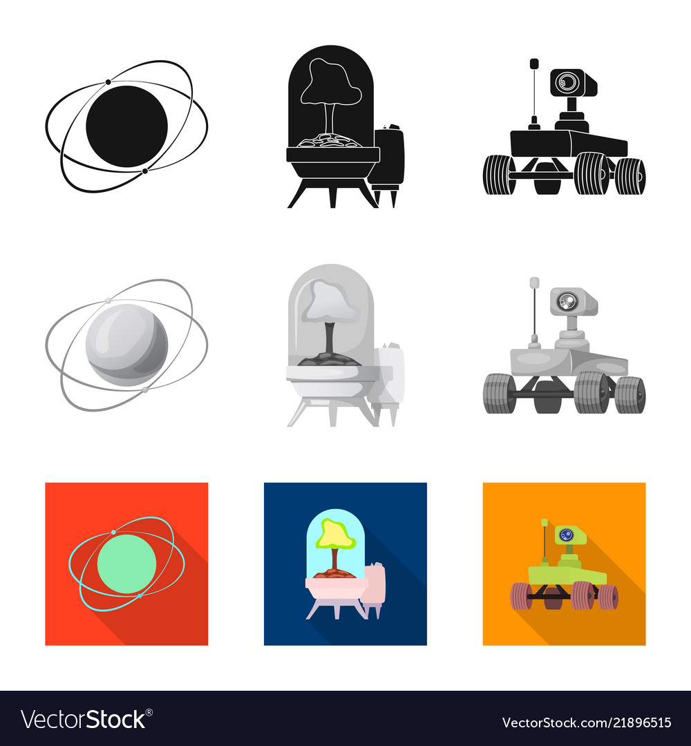 Isolated object of mars and space logo set Vector Image Isolated object of mars and space logo set