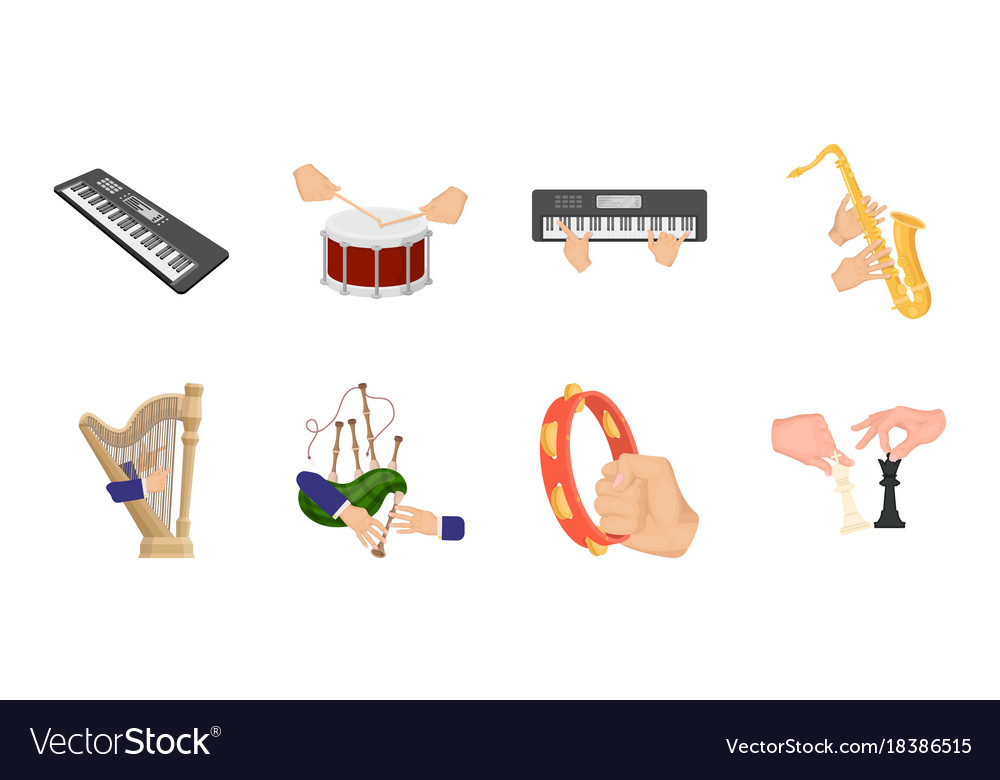 Manipulation hands icons in set collection