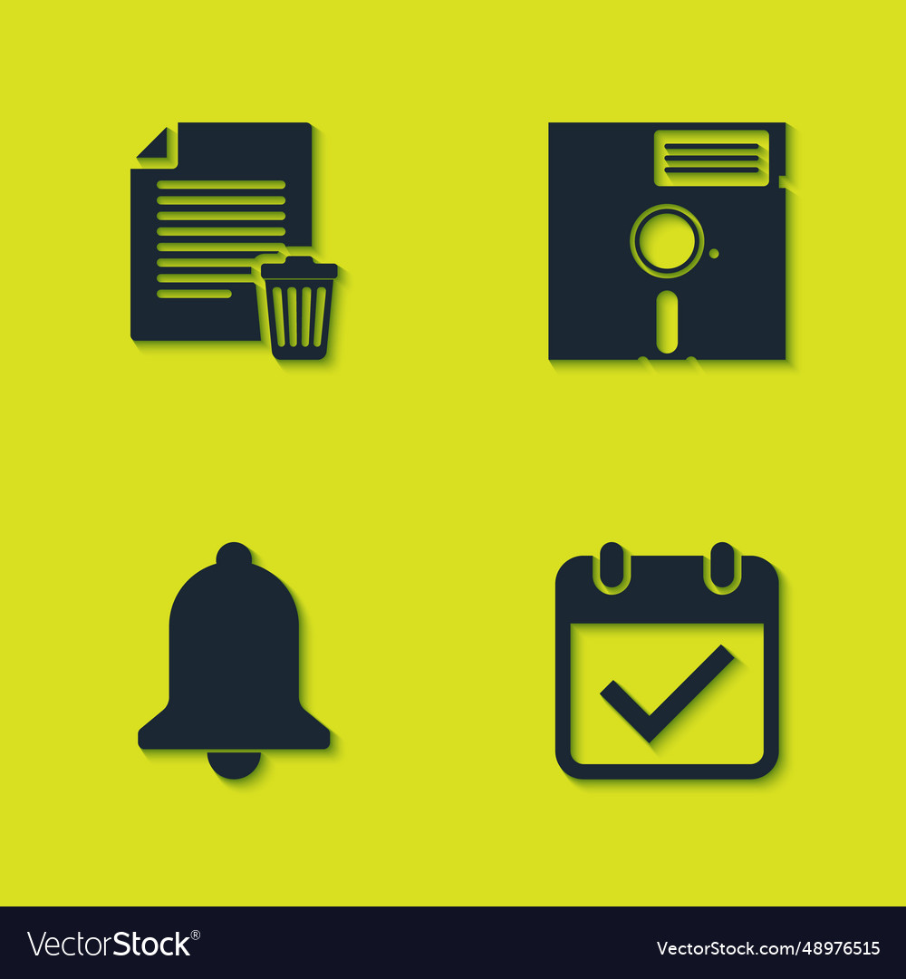 Set delete file document calendar with check mark vector image Set delete file document calendar with check mark