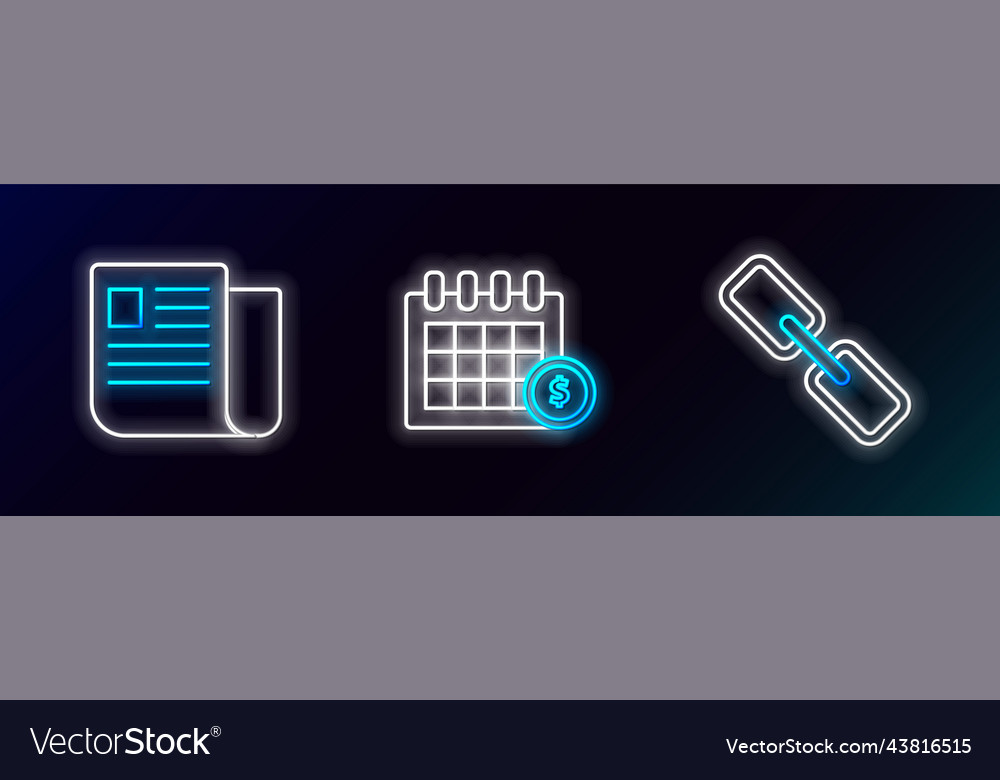 Set line chain link file document and financial vector image Set line chain link file document and financial