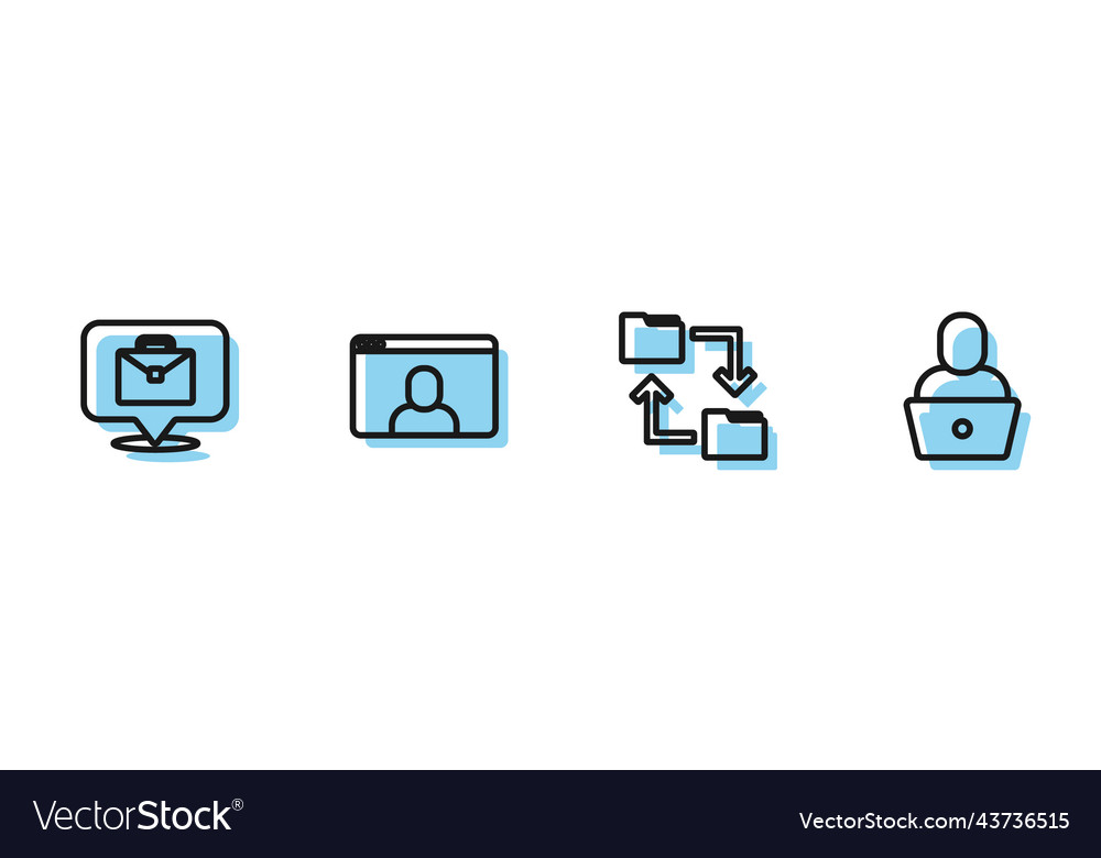 Set line cloud storage document folder online vector image Set line cloud storage document folder online