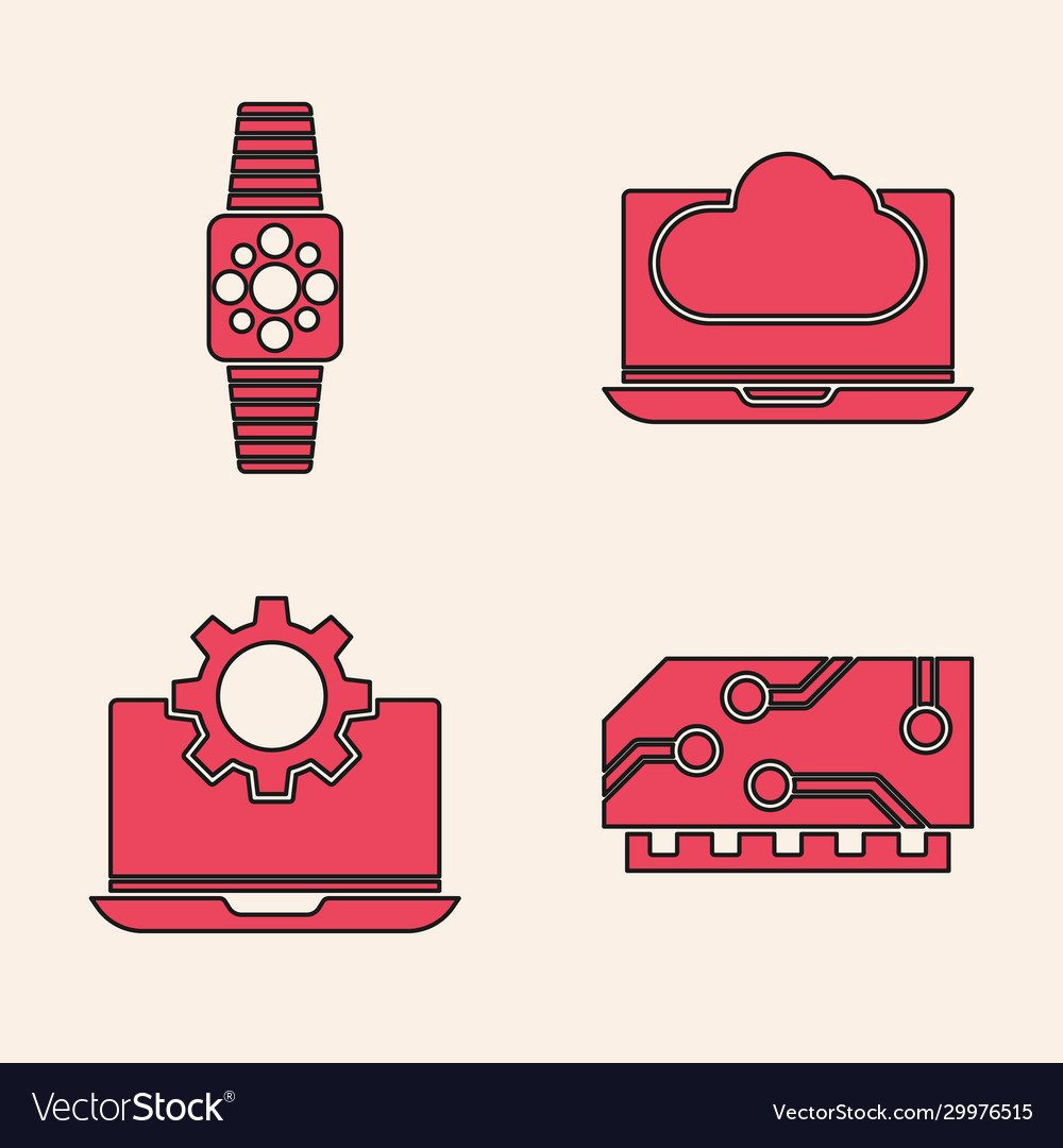 Set ram random access memory smartwatch cloud vector image Set ram random access memory smartwatch cloud