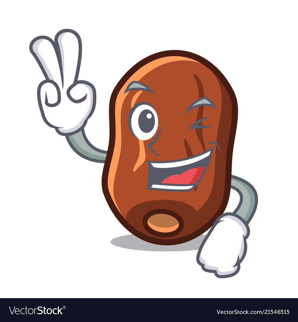 Two finger dates fruit character cartoon