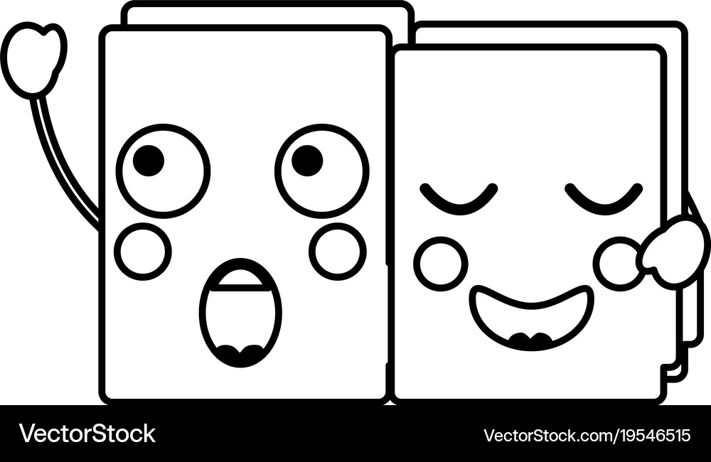 Two happy folder file cartoon kawaii icon Vector Image