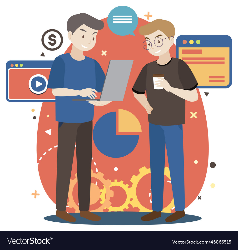 Working characters flat design for web banner vector image Working characters flat design for web banner
