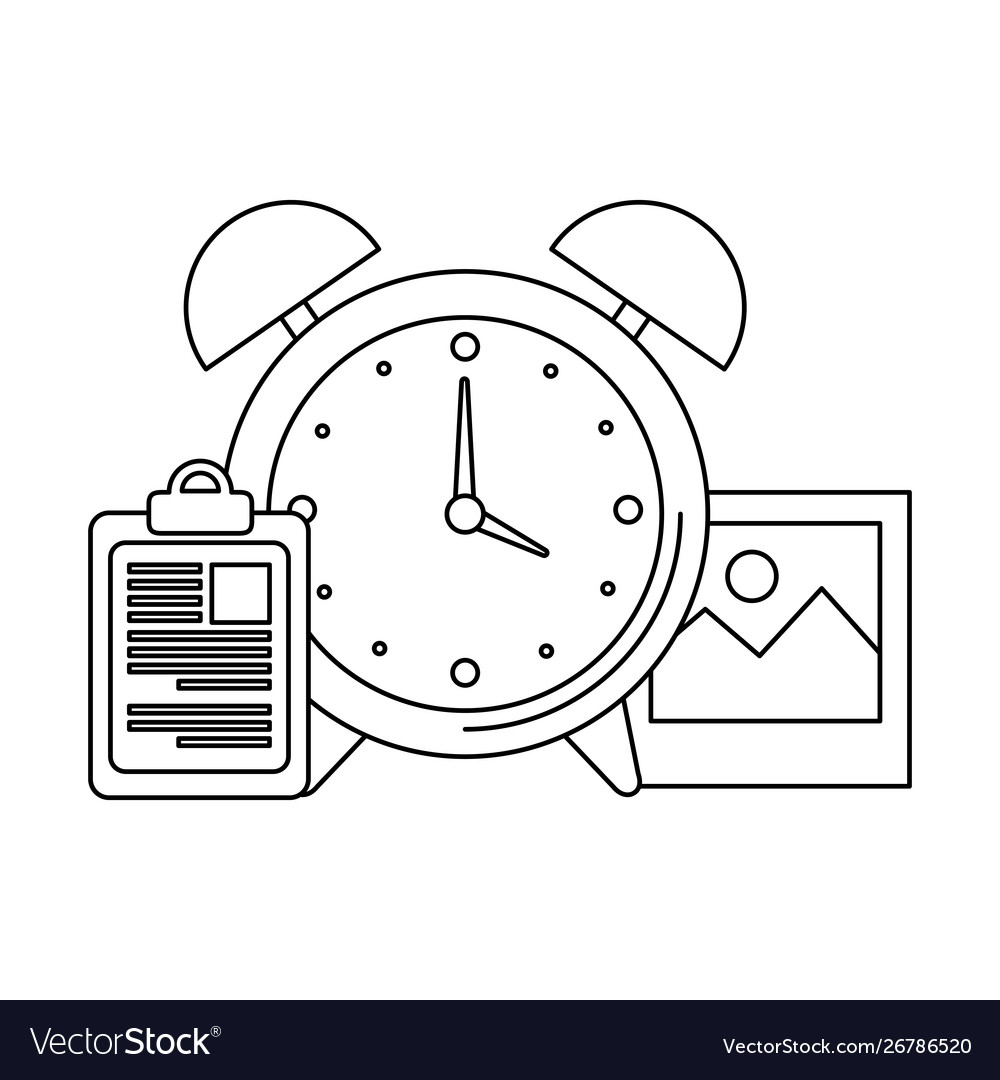 Alarm clock with checklist icon vector image Alarm clock with checklist icon
