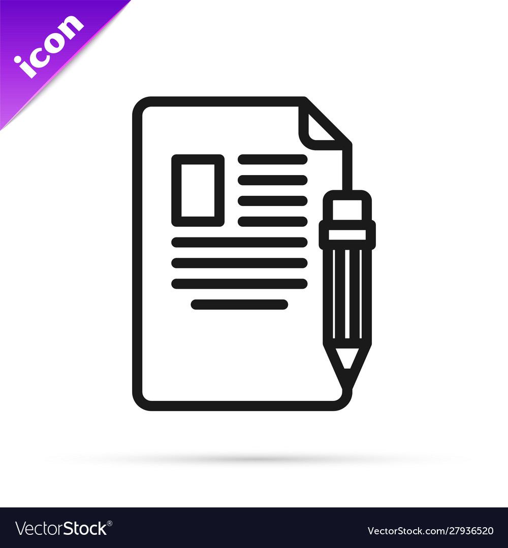 Schwarze Linie Prüfungsblatt und Bleistift mit Radiersymbol vector image Schwarze Linie Prüfungsblatt und Bleistift mit Radiersymbol
