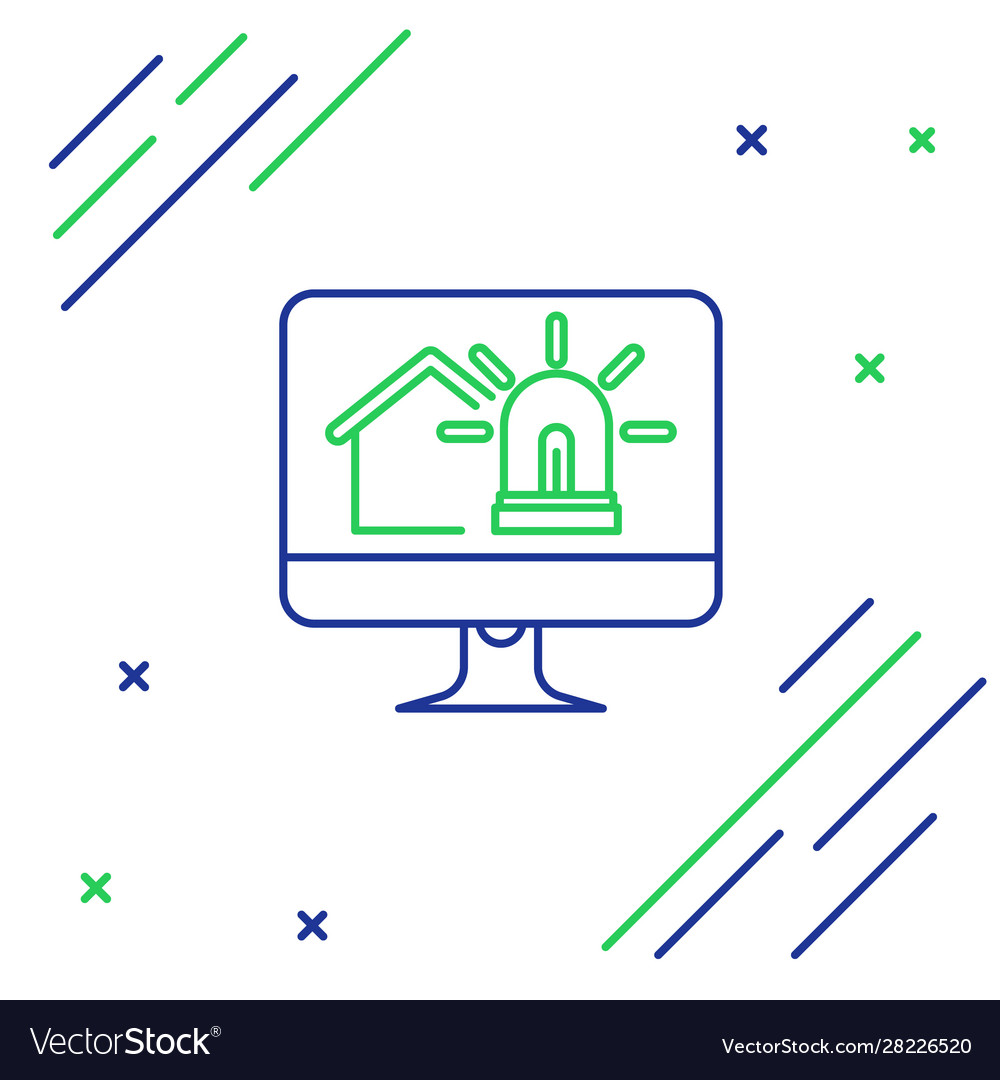 Blue and green line computer monitor with smart Vector Image Blue and green line computer monitor with smart
