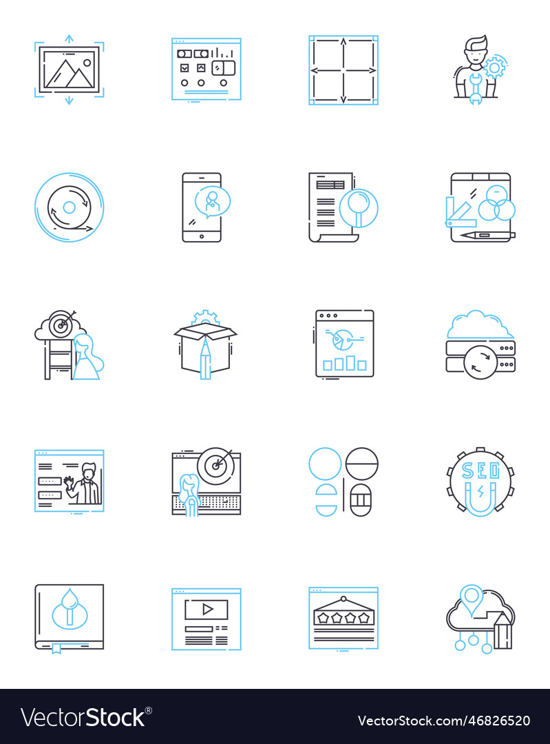 Data linear icons set analytics statistics vector image Data linear icons set analytics statistics