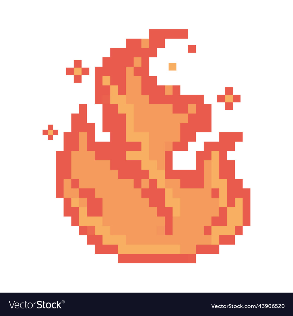 Fire pixel art Royalty Free Vector Image - VectorStock