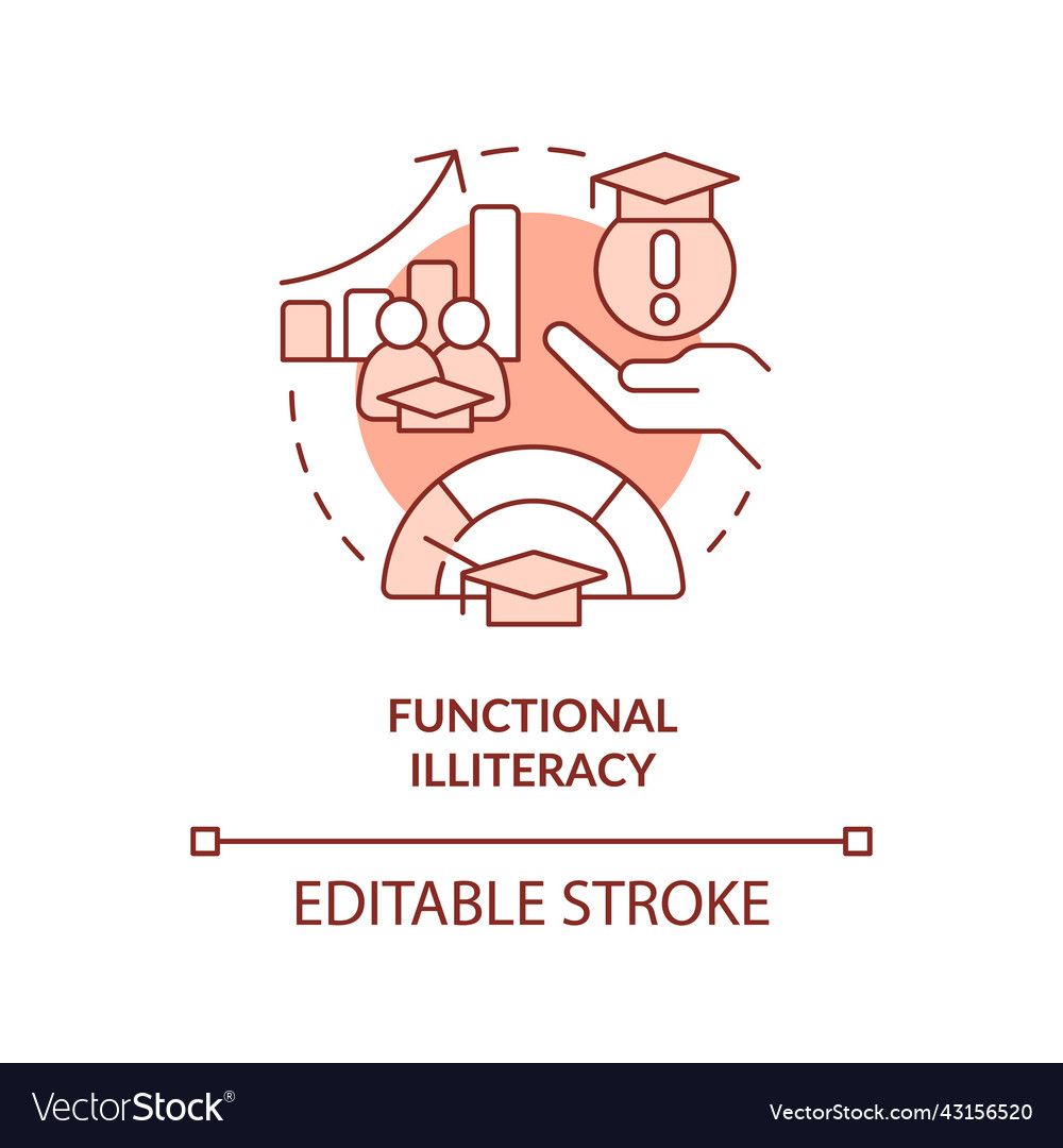 Functional illiteracy terracotta concept icon Vector Image