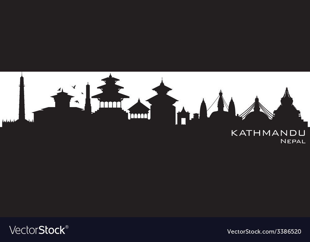 Kathmandu Nepal Skyline Detailed Silhouette Vector Image