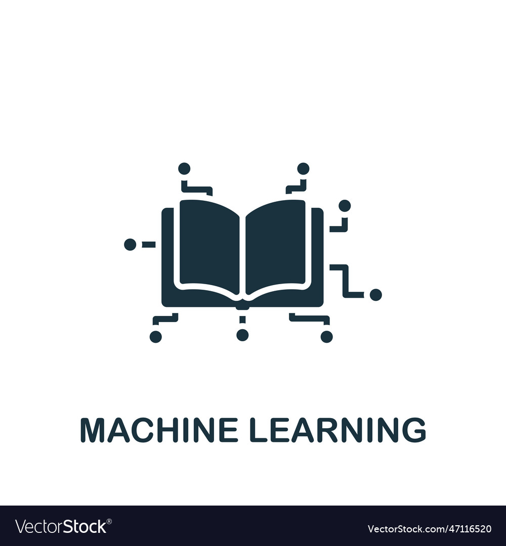 Machine learning icon monochrome simple sign from Vector Image Machine learning icon monochrome simple sign from