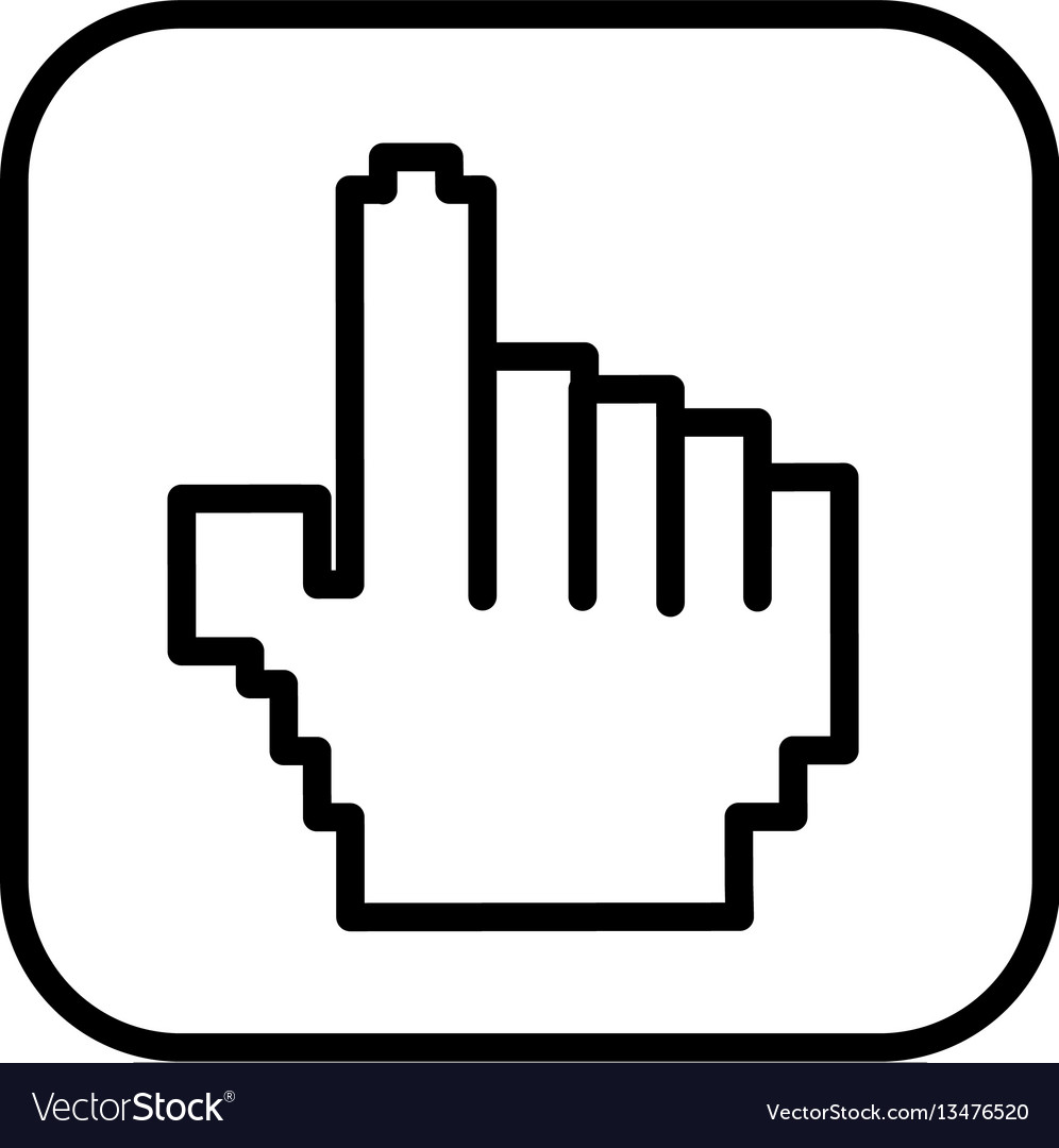 Monochrome contour square with hand cursor icon