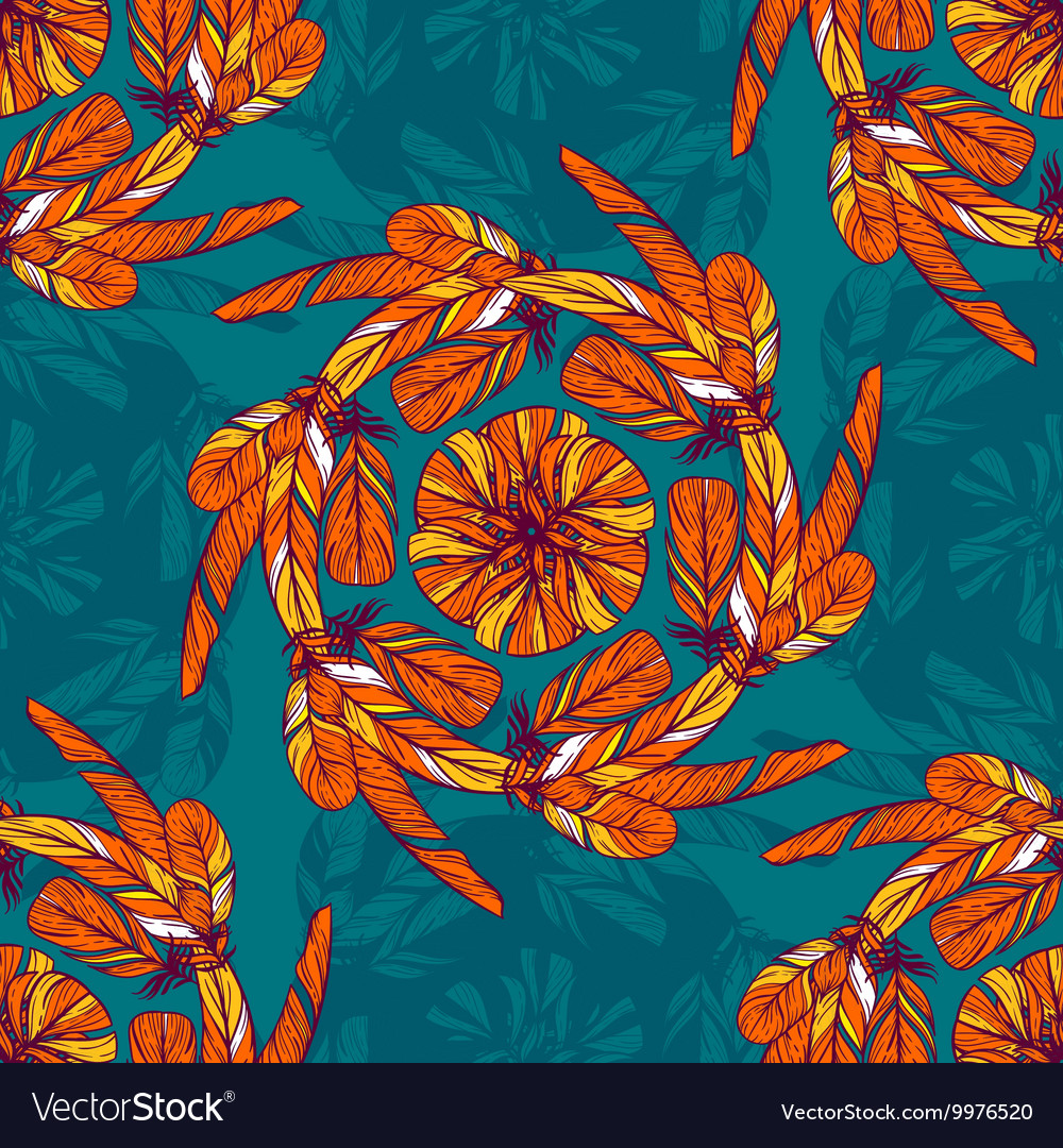 Seamless pattern in boho style round kaleidoscope