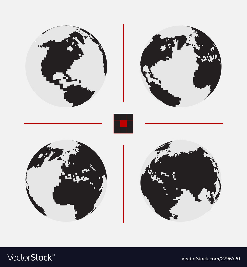 Set of dotted world maps in different resolution