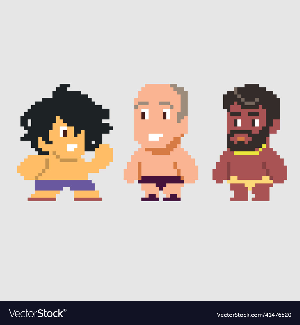 Set of pixel characters in art style