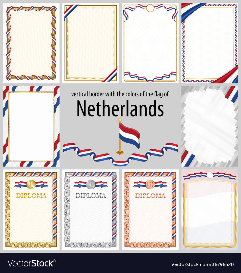 Vertical frame and border with netherlands flag