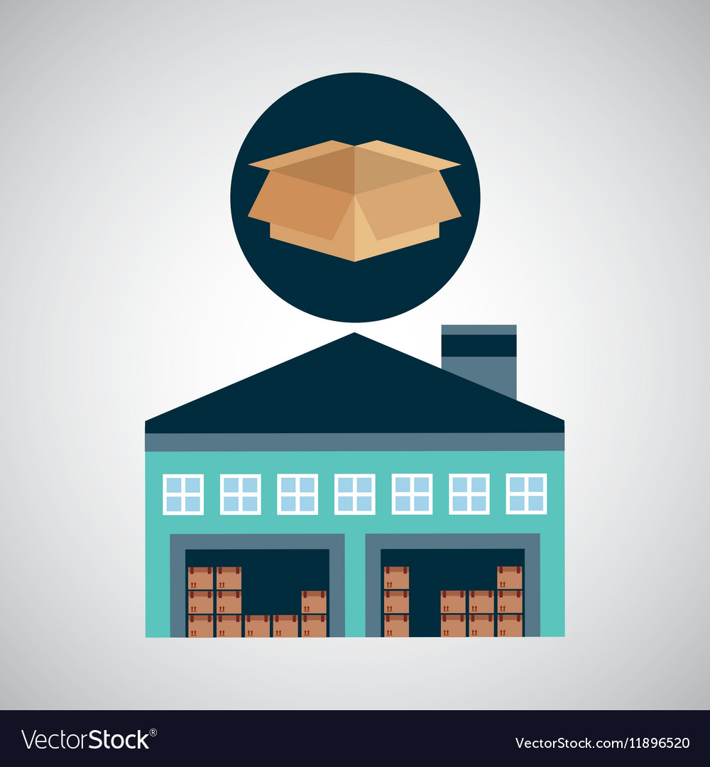 Warehouse building cardboard box Royalty Free Vector Image