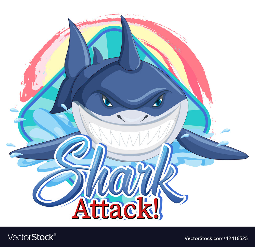 A marine logo with big blue shark Royalty Free Vector Image