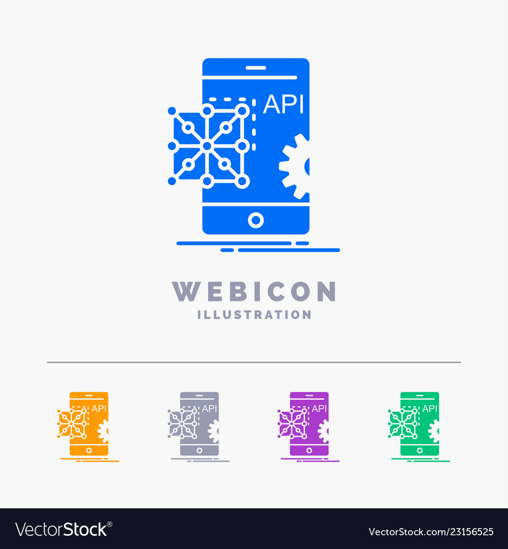 Api application coding development mobile 5 color vector image Api application coding development mobile 5 color