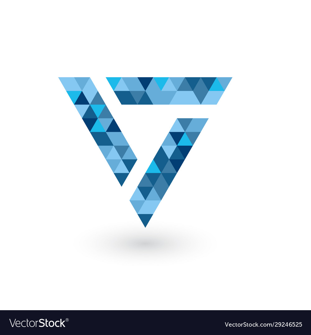 Blue triangle pixel logo design business identity