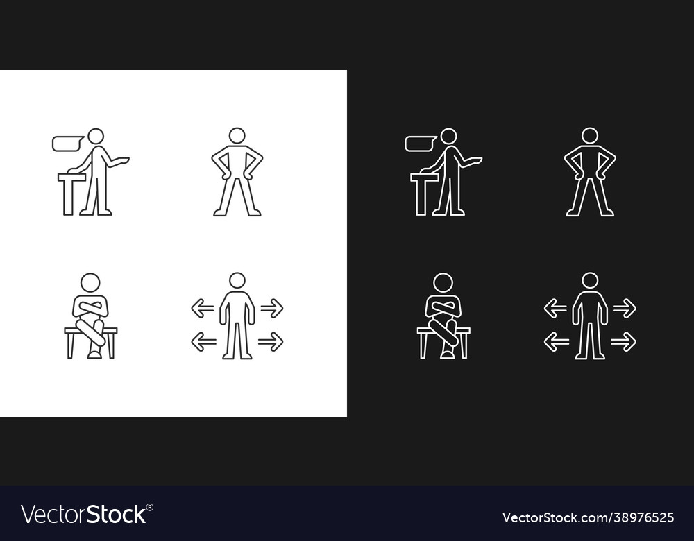 Communication skills linear icons set for dark