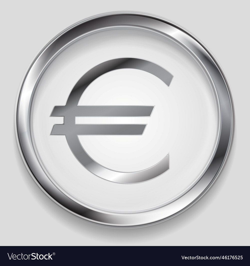 Concept metallic euro symbol logo button Vector Image