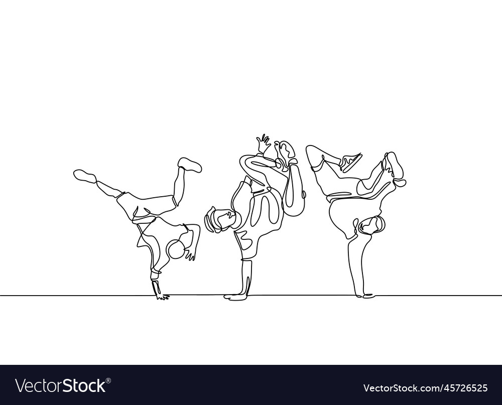 Continuous line drawing break dancer isolated