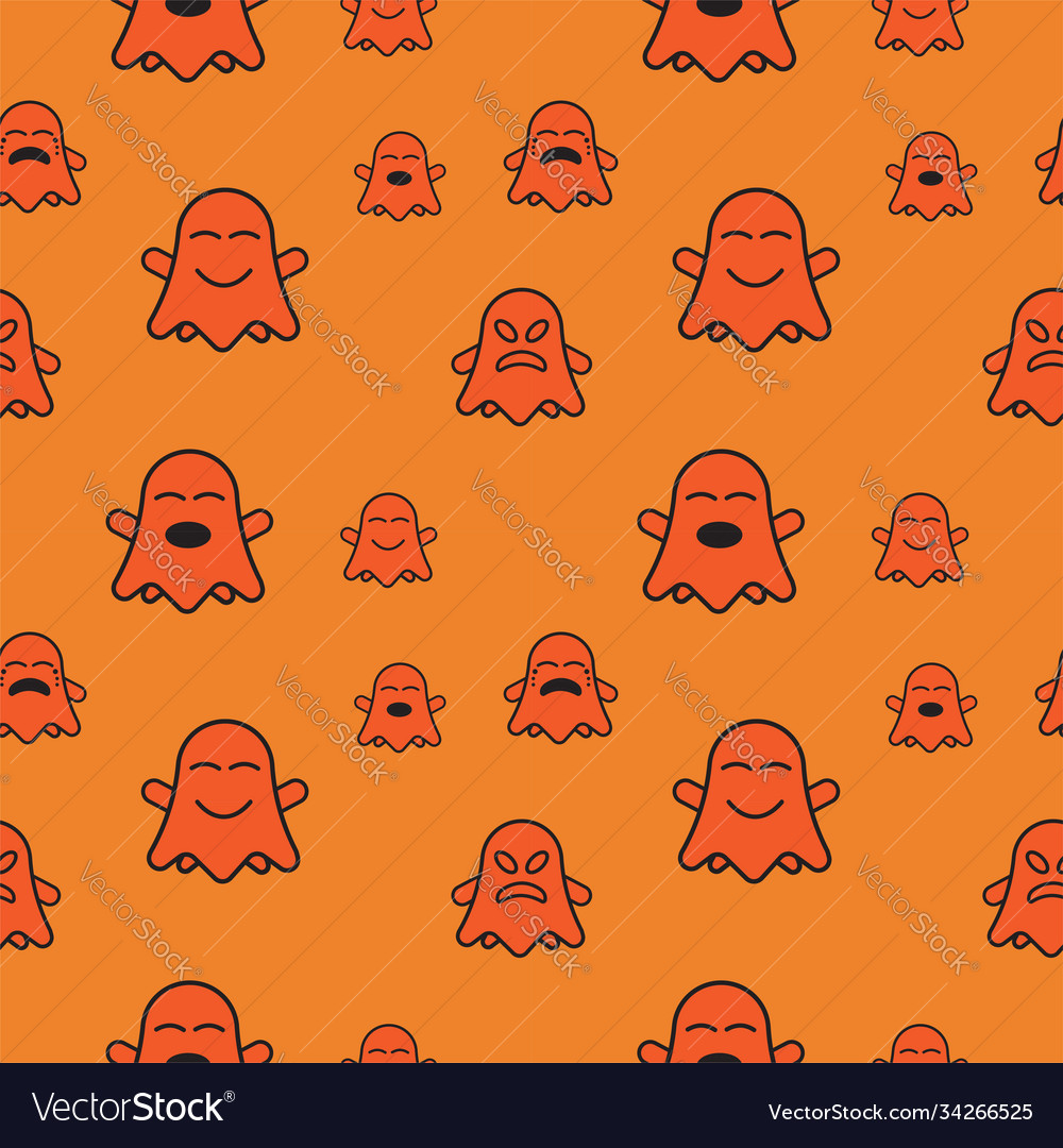 Cute ghost seamless pattern design template flat Vector Image