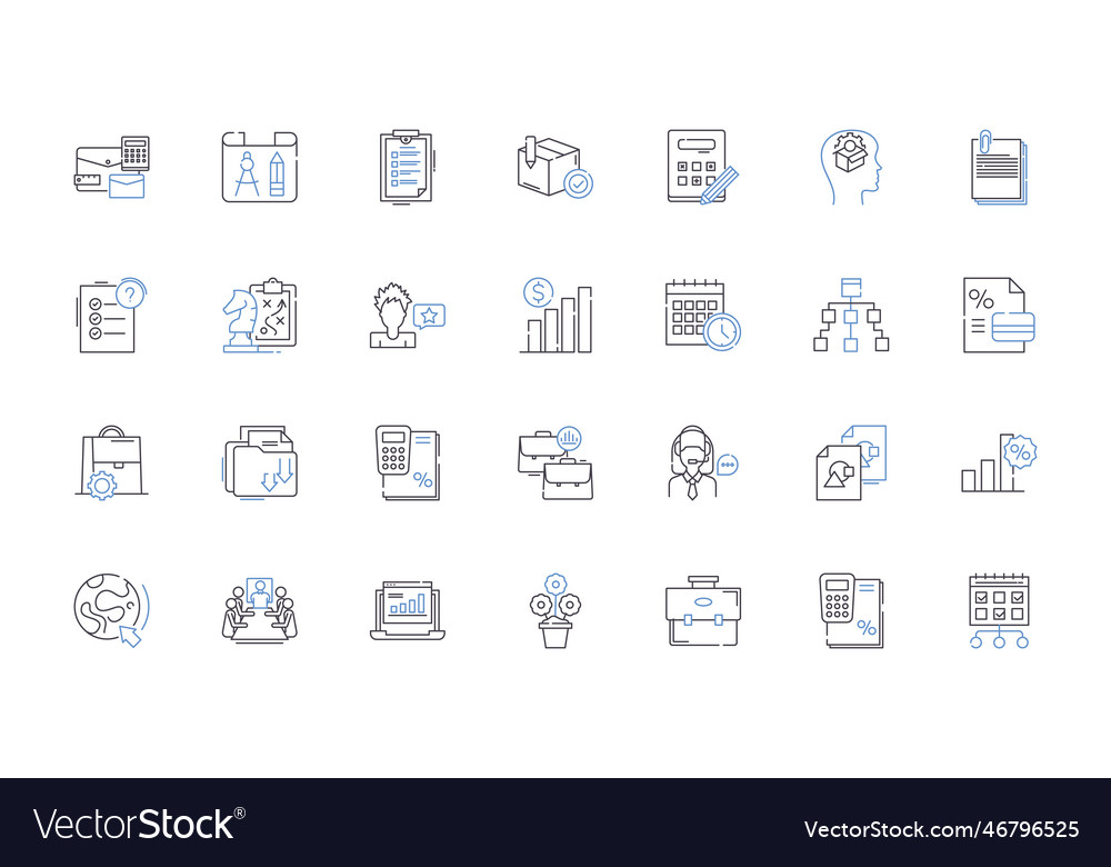 Data interpretation line icons collection vector image Data interpretation line icons collection