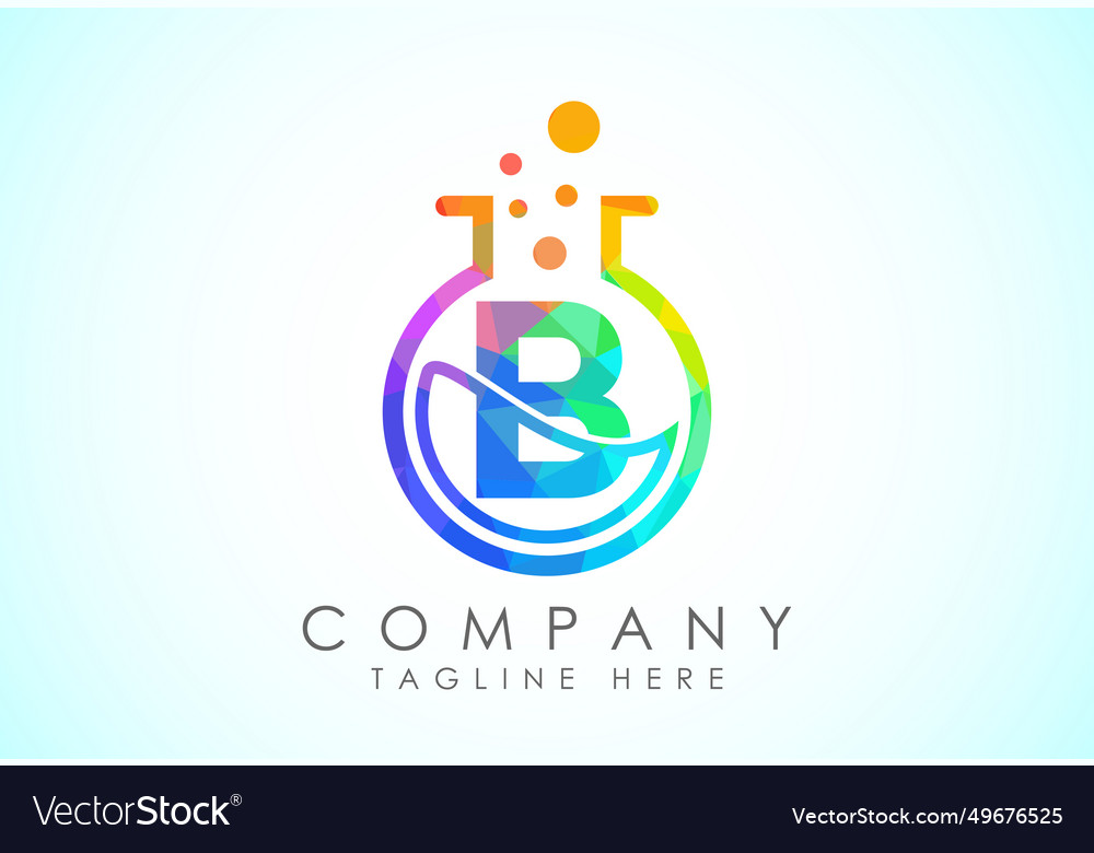 English alphabet b with science lab emblem low