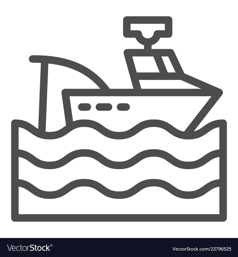 Fishing vessel line icon boat