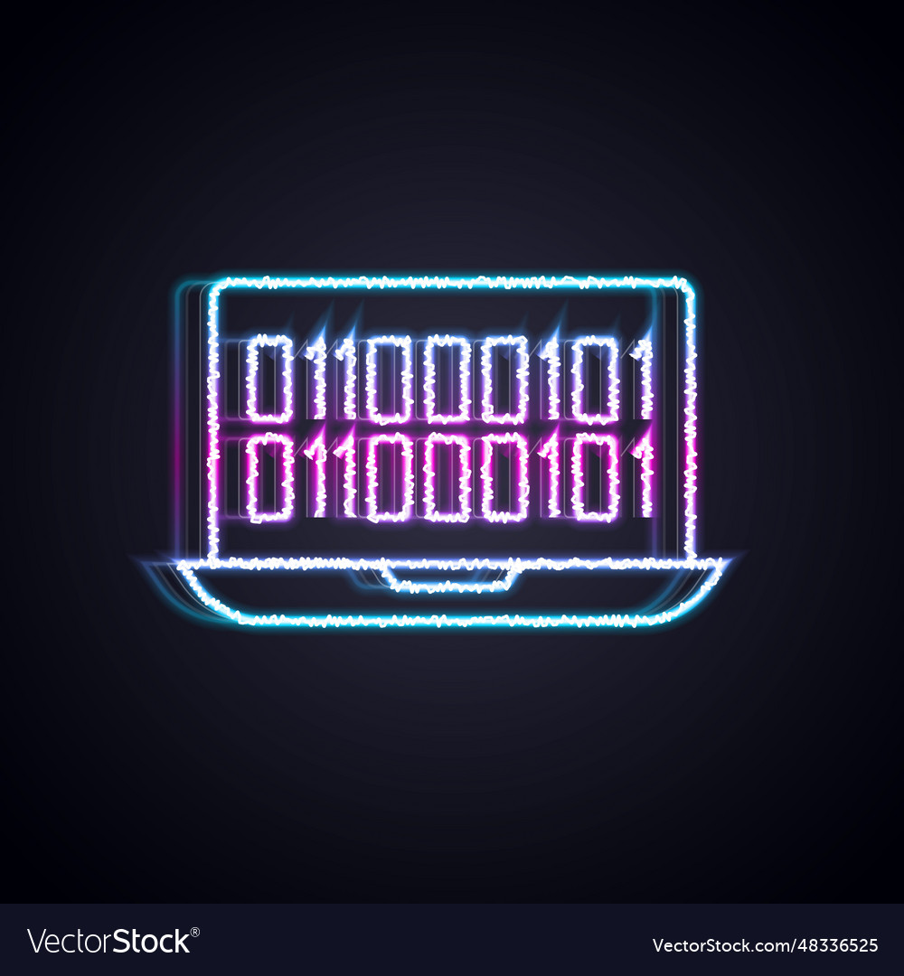 Glowing neon line binary code icon isolated vector image Glowing neon line binary code icon isolated