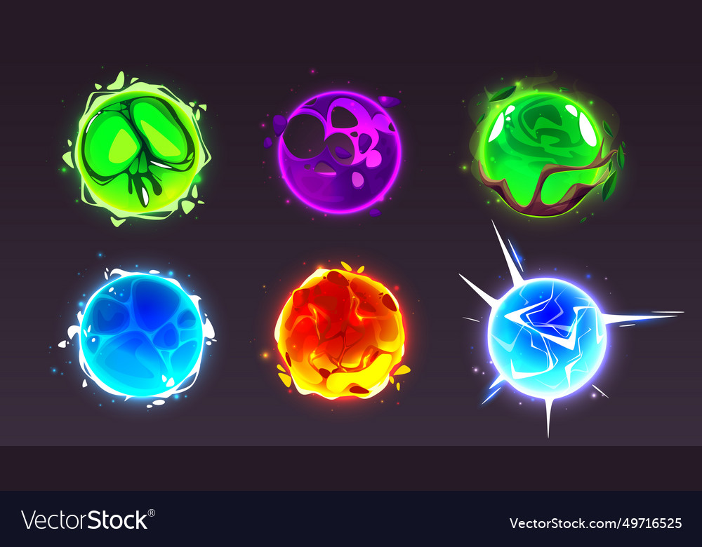 Magical game orbs with glowing neon effect Vector Image