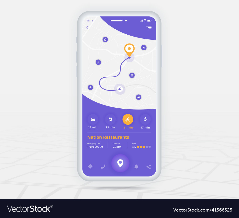 Map gps navigation app ux ui concept mobile