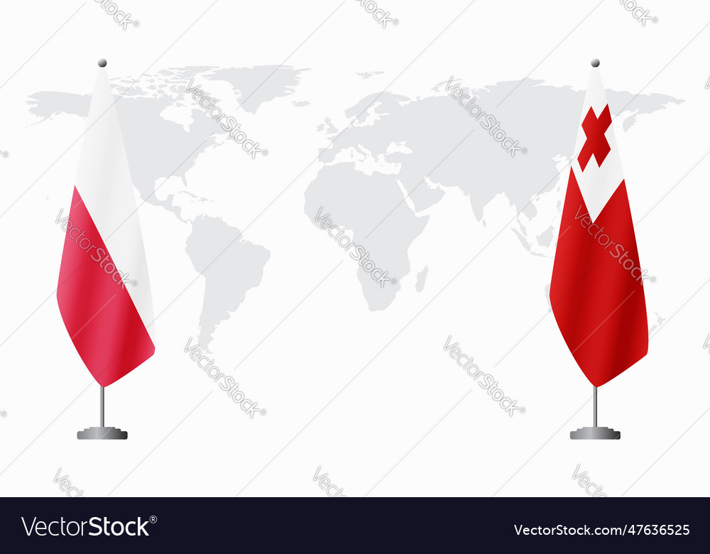 Poland and tonga flags for official meeting