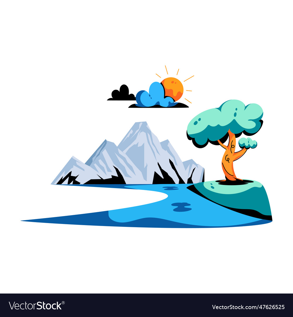 River scenery Royalty Free Vector Image - VectorStock