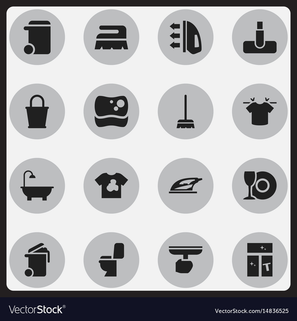 Set of 16 editable cleanup icons includes symbols