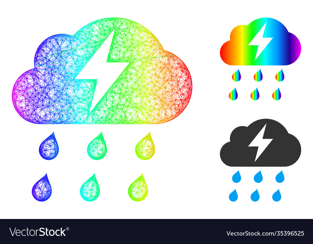 Spectral net mesh gradient thunderstorm icon vector image Spectral net mesh gradient thunderstorm icon