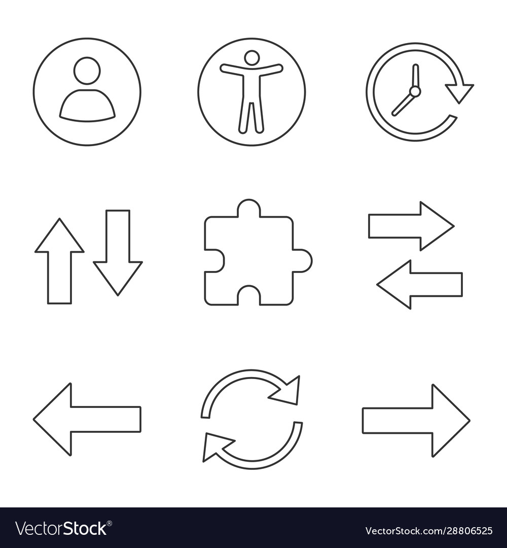 Uiux linear icons set vector image Uiux linear icons set