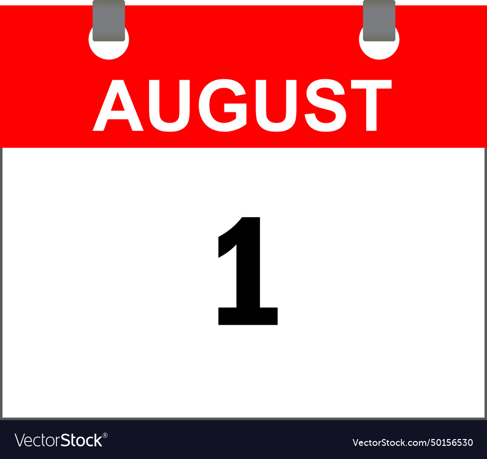 August first calendar icon red and white calender Vector Image