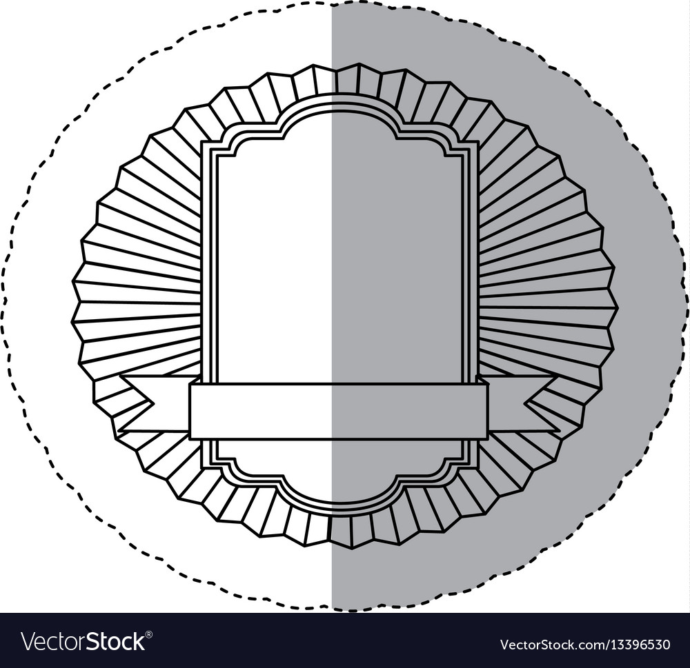 Contour emblem squard border with ribbon icon