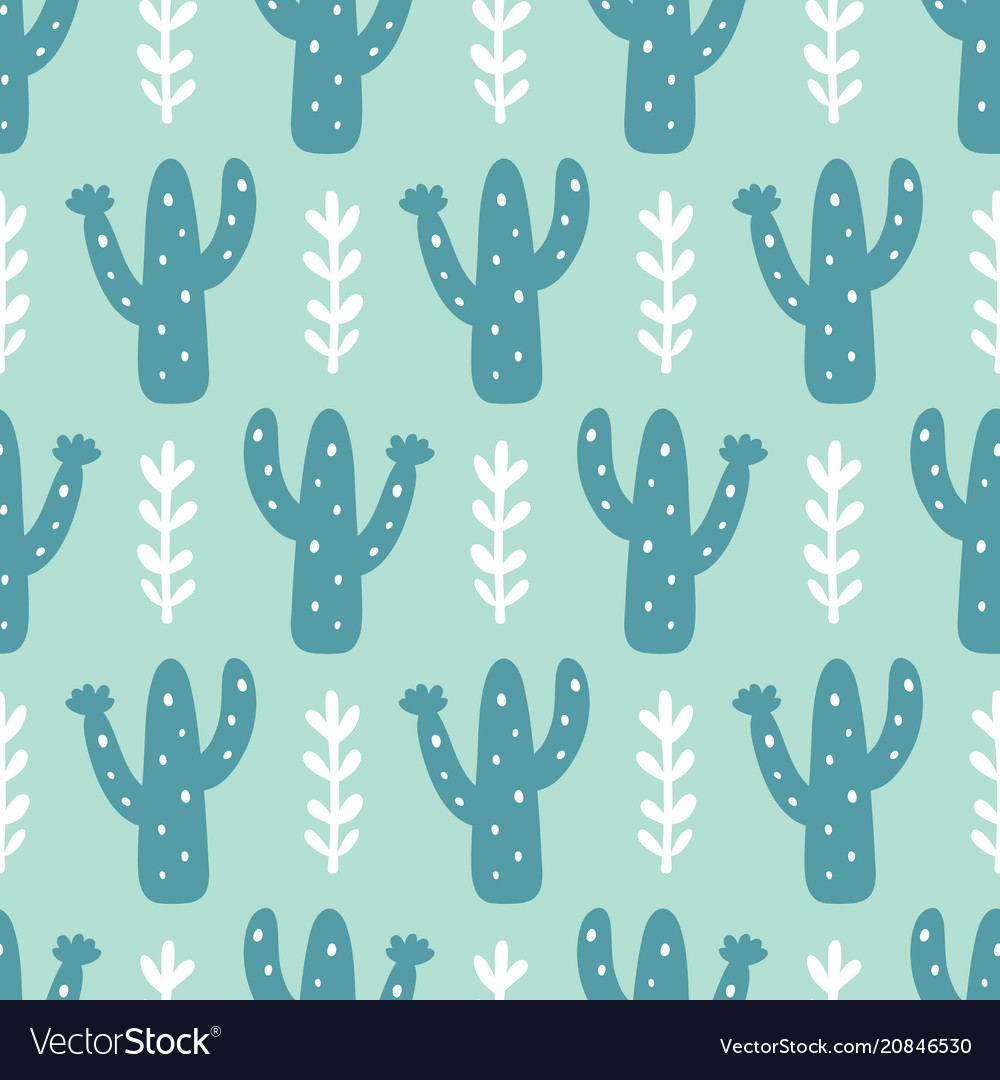 Hand Drawn Floral Mexican Cacti Seamless Pattern Vector Image 5584