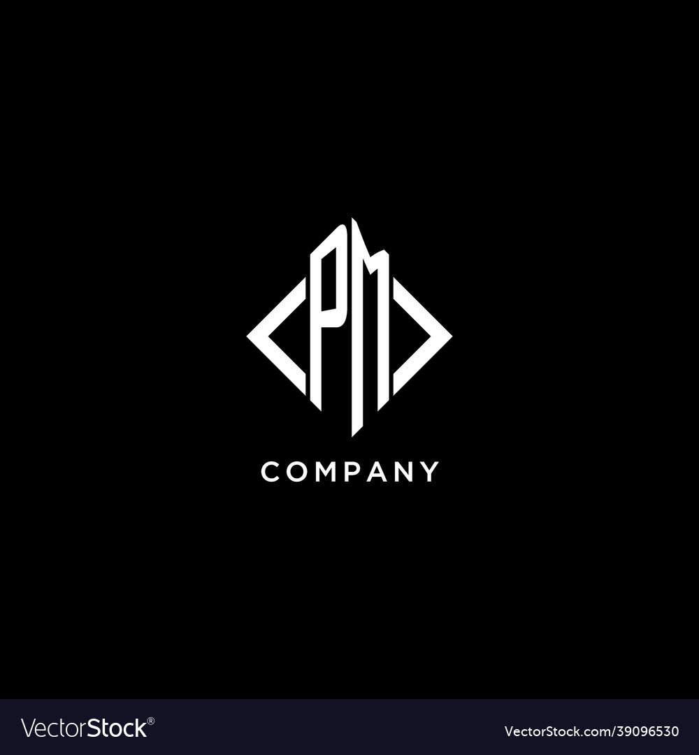 Pm initial monogram with rhombus shape logo design