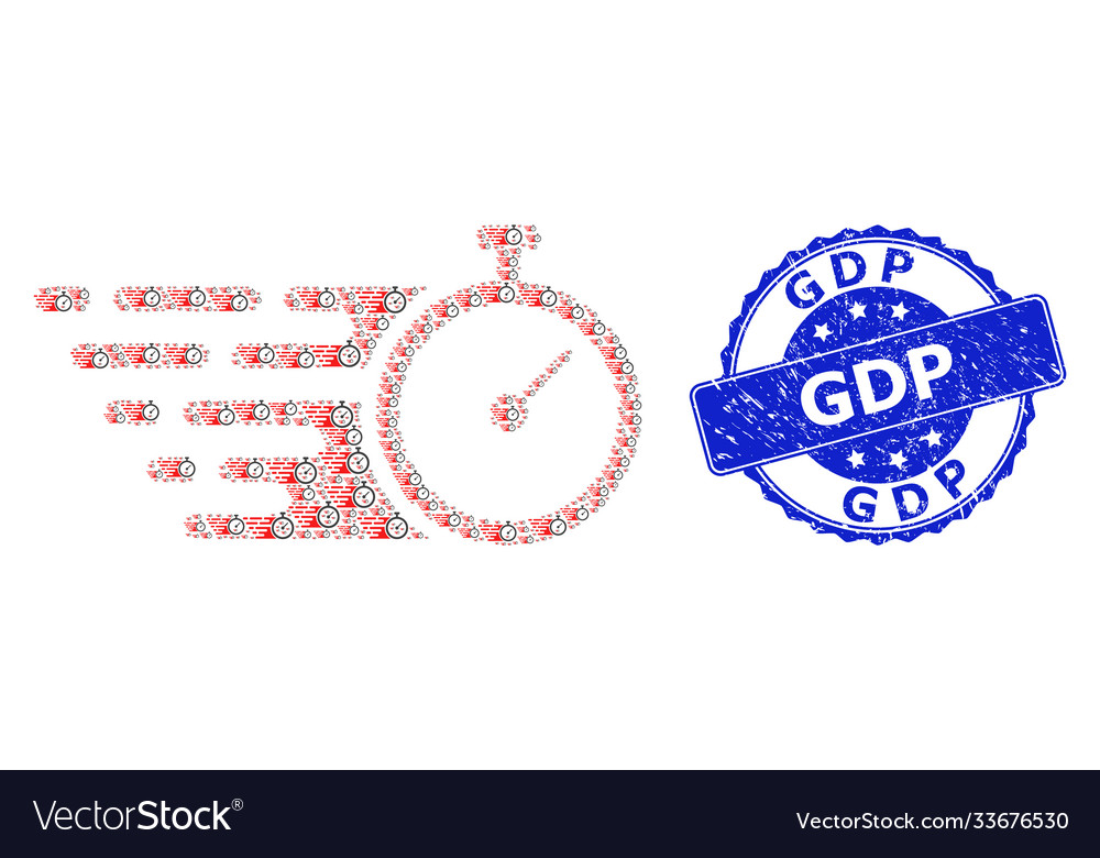 Scratched gdp round seal and recursive time vector image Scratched gdp round seal and recursive time