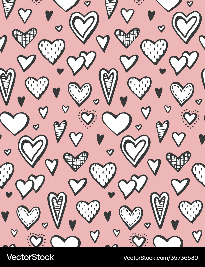 Seamless pattern with hearts romantic theme Vector Image
