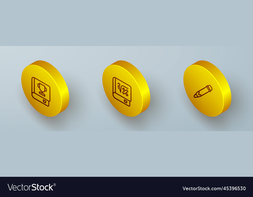 Set isometric line book with mathematics