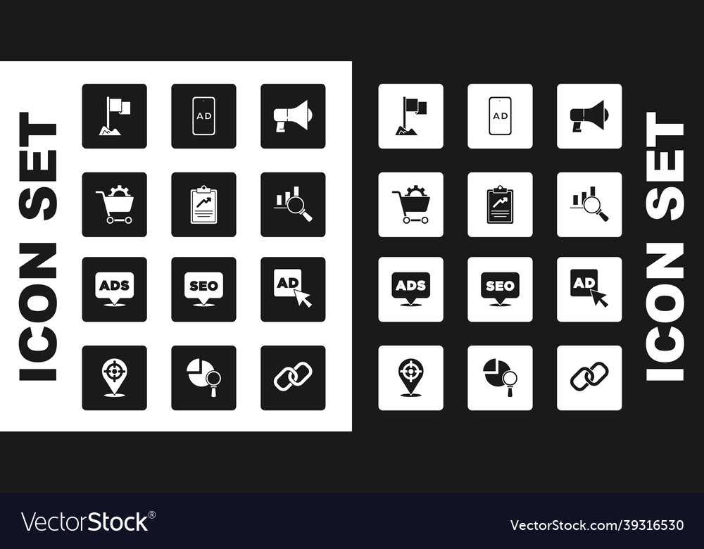 Set megaphone clipboard with graph chart vector image Set megaphone clipboard with graph chart